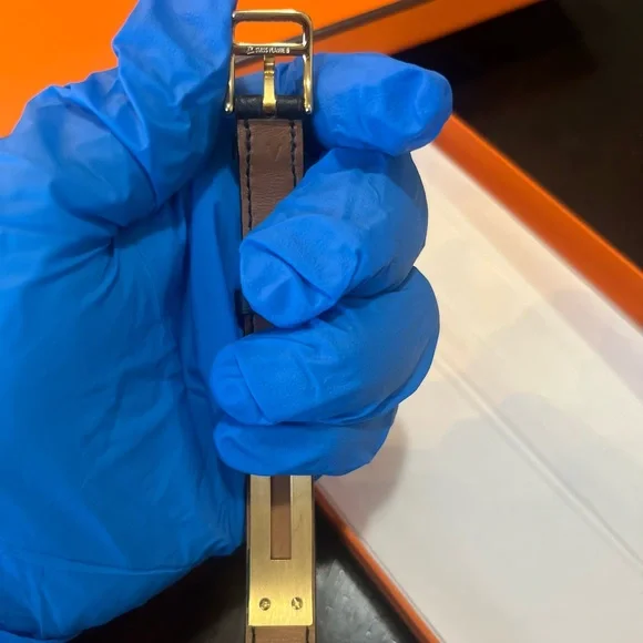 Hermes Kelly Black Leather Watch with Gold Accents